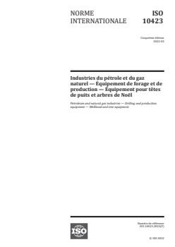 ISO 10423:2022 - Petroleum and natural gas industries — Drilling and production equipment — Wellhead and tree equipment
Released:26. 10. 2022 - Page 1 preview