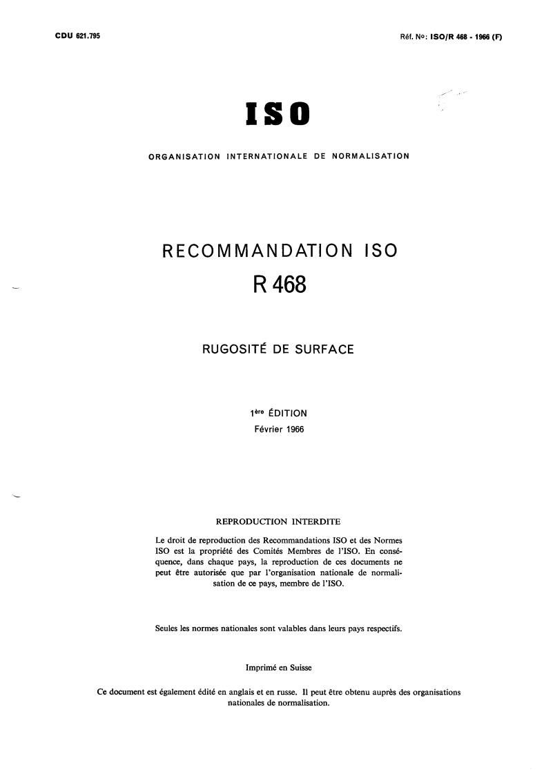 ISO/R 468:1966 - Title missing - Legacy paper document
Released:1/1/1966