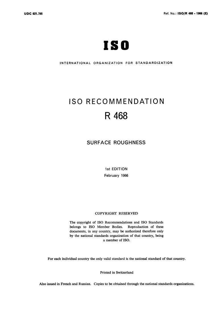 ISO/R 468:1966 - Title missing - Legacy paper document
Released:1/1/1966