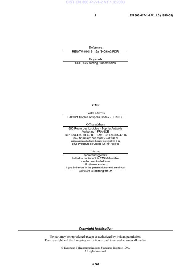 SIST EN 300 417-1-2 V1.1.3:2003 SIST EN 300 417-1-2 V1.1.3:2003 - Page 4 preview