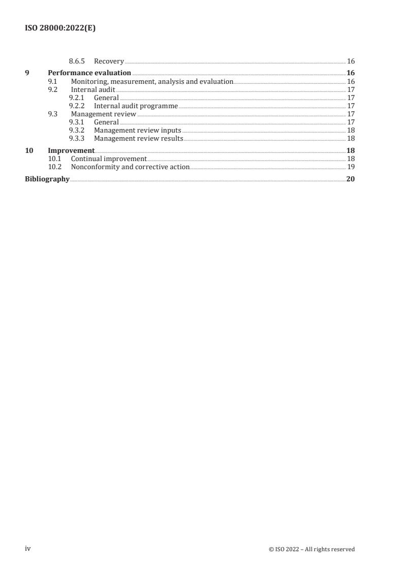 SIST ISO 28000:2023 ISO 28000:2022 - Security and resilience — Security management systems — Requirements
Released:3/15/2022 - Page 4 preview