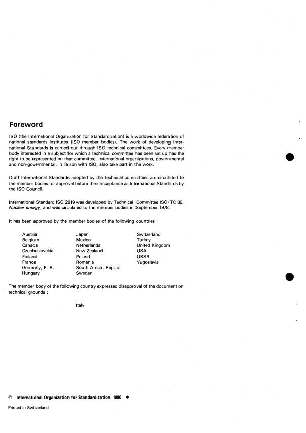 ISO 2919:1980 ISO 2919:1980 - Sealed radioactive sources -- Classification - Page 2 preview