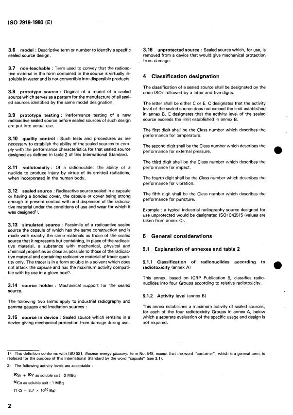 ISO 2919:1980 ISO 2919:1980 - Sealed radioactive sources -- Classification - Page 4 preview