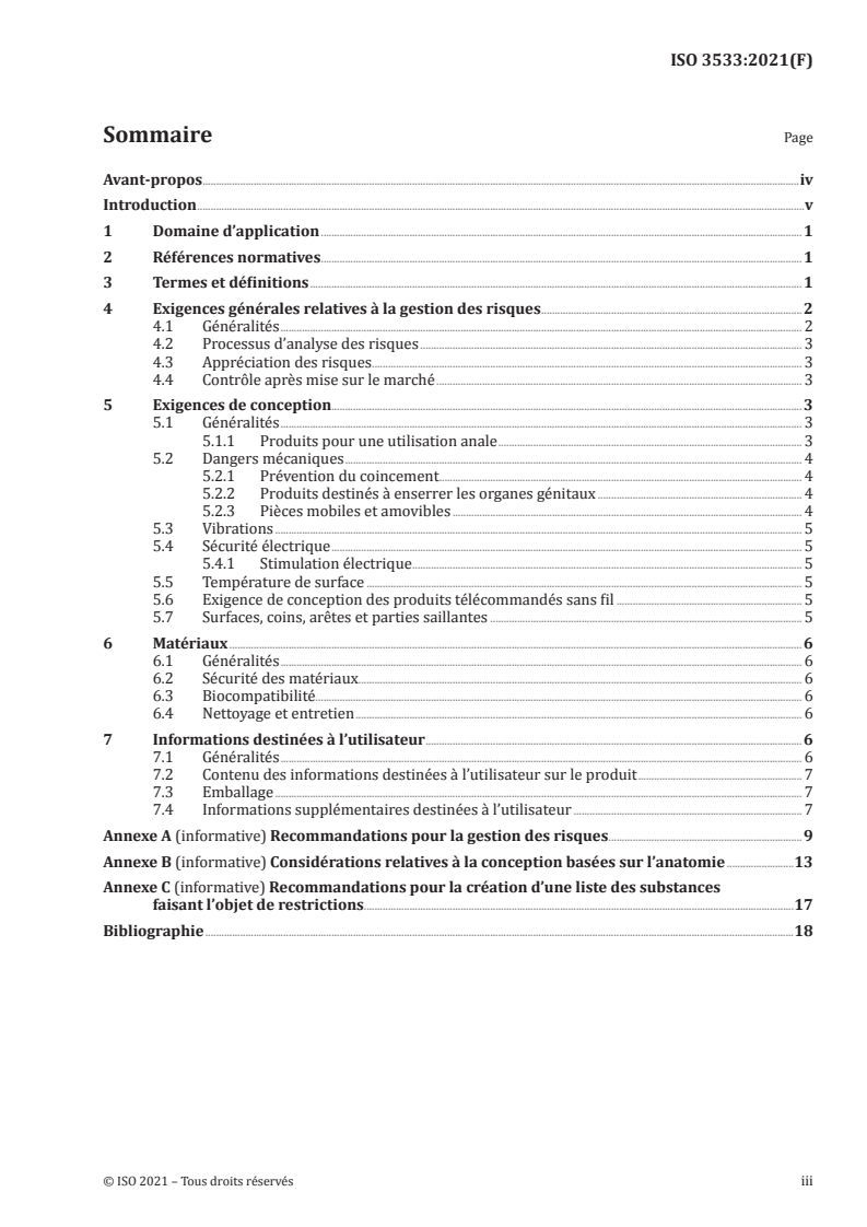 ISO 3533:2021 - Sex toys — Exigences relatives à la conception et à la sécurité des produits destinés à être mis en contact direct avec les organes génitaux, l’anus ou les deux
Released:9/24/2021