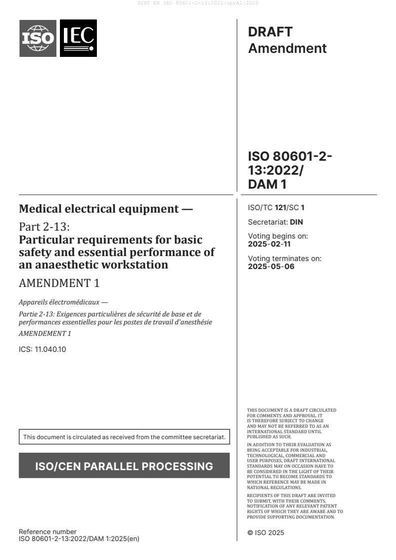 EN ISO 80601-2-13:2022/oprA1:2025