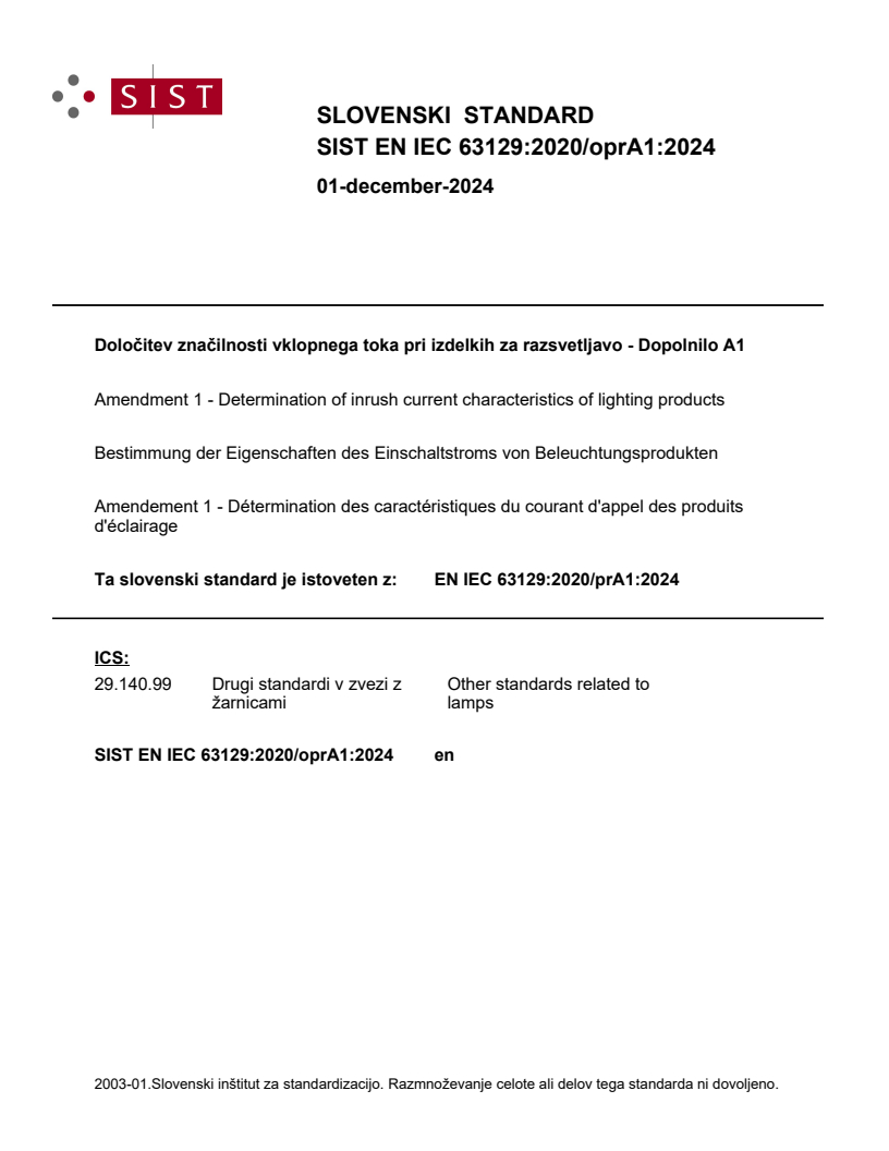 EN IEC 63129:2020/oprA1:2024 - BARVE