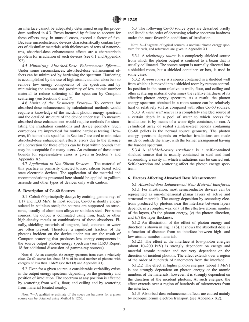 ASTM E1249-00 - Standard Practice for Minimizing Dosimetry Errors in Radiation Hardness Testing of Silicon Electronic Devices Using Co-60 Sources