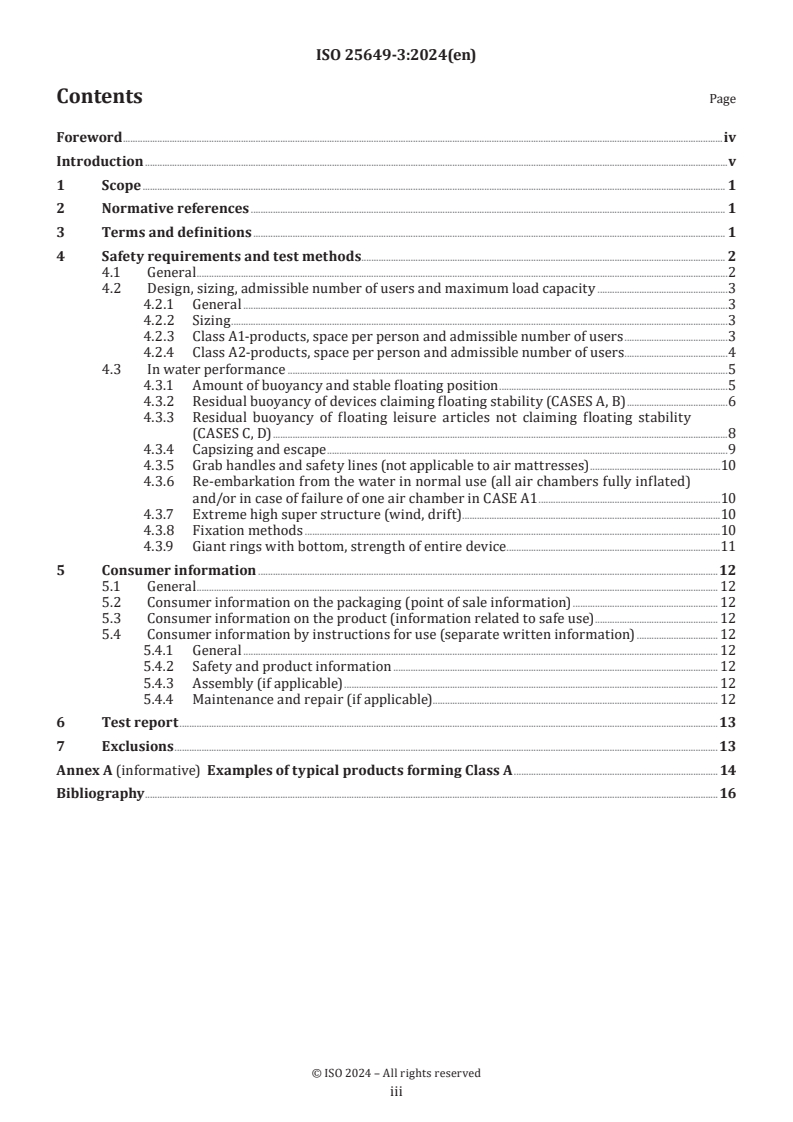 ISO 25649-3:2024 - Floating leisure articles for use on and in the water — Part 3: Additional specific safety requirements and test methods for Class A devices
Released:10/29/2024