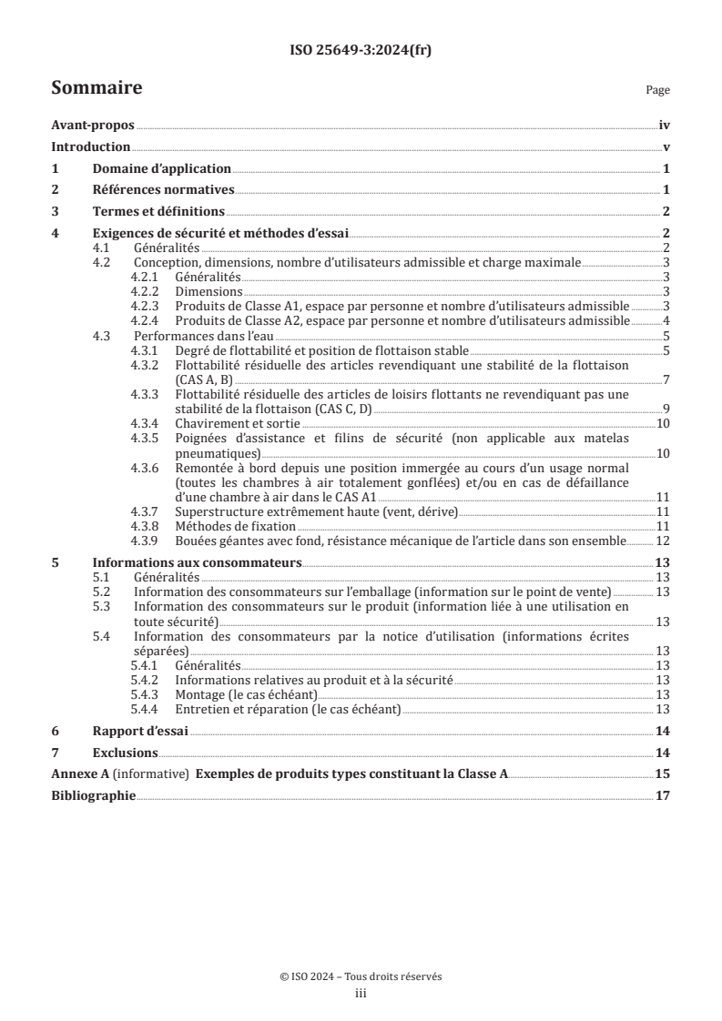 ISO 25649-3:2024 - Articles de loisirs flottants à utiliser sur ou dans l’eau — Partie 3: Exigences de sécurité et méthodes d’essai complémentaires propres aux dispositifs de Classe A
Released:10/29/2024