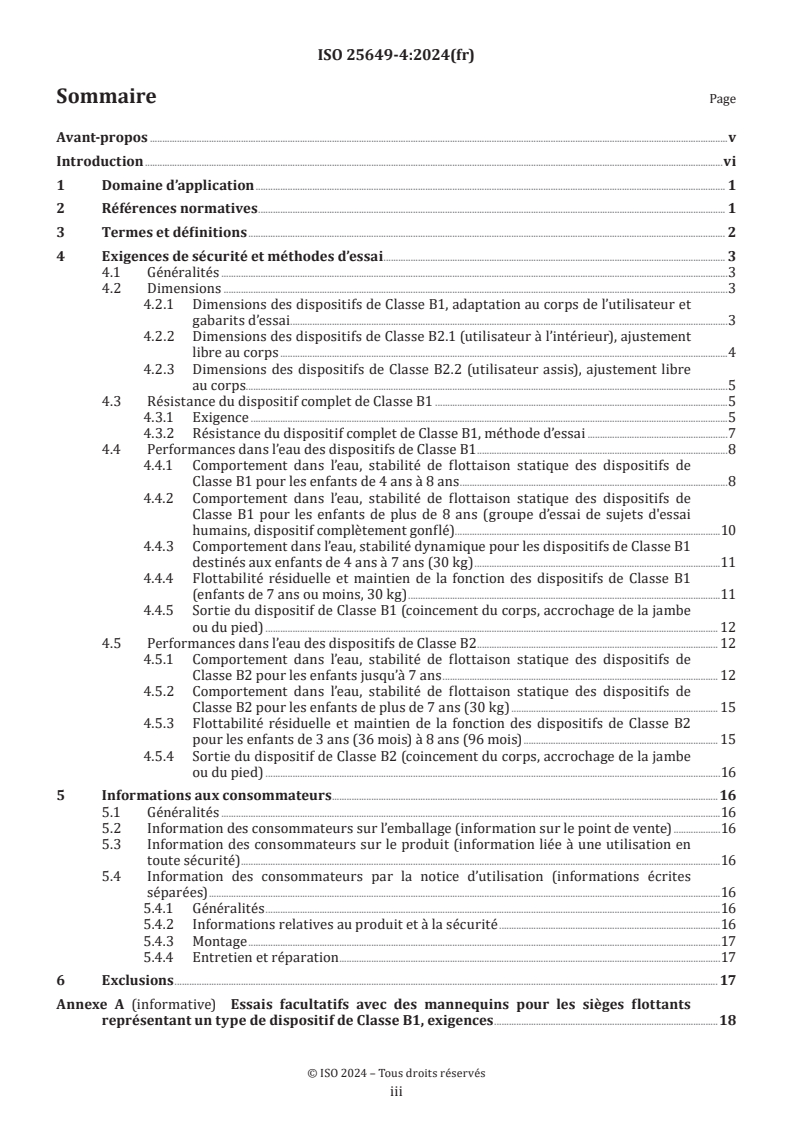 ISO 25649-4:2024 - Articles de loisirs flottants à utiliser sur ou dans l’eau — Partie 4: Exigences de sécurité et méthodes d’essai complémentaires propres aux dispositifs de Classe B
Released:10/29/2024