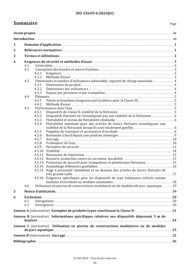 ISO 25649-6:2024 - Articles de loisirs flottants à utiliser sur ou dans l’eau — Partie 6: Exigences de sécurité et méthodes d’essai complémentaires propres aux dispositifs de Classe D
Released:10/29/2024