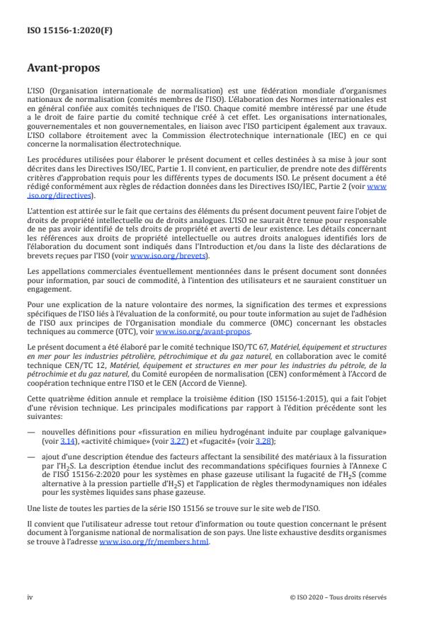 ISO 15156-1:2020 ISO 15156-1:2020 - Industries du pétrole et du gaz naturel -- Matériaux pour utilisation dans des environnements contenant de l'hydrogène sulfuré (H2S) dans la production de pétrole et de gaz - Page 4 preview