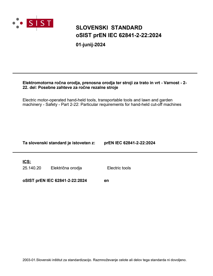 prEN IEC 62841-2-22:2024 - BARVE