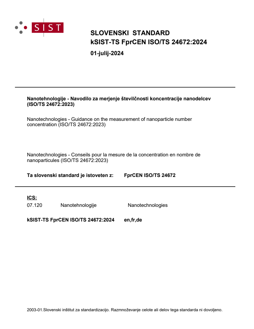 kTS FprCEN ISO/TS 24672:2024 - BARVE