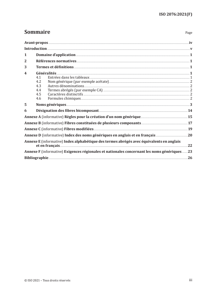 ISO 2076:2021 - Textiles — Fibres chimiques — Noms génériques
Released:11/1/2021