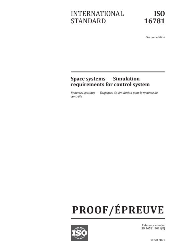 ISO/PRF 16781:Version 30-jan-2021 - Space systems -- Simulation requirements for control system