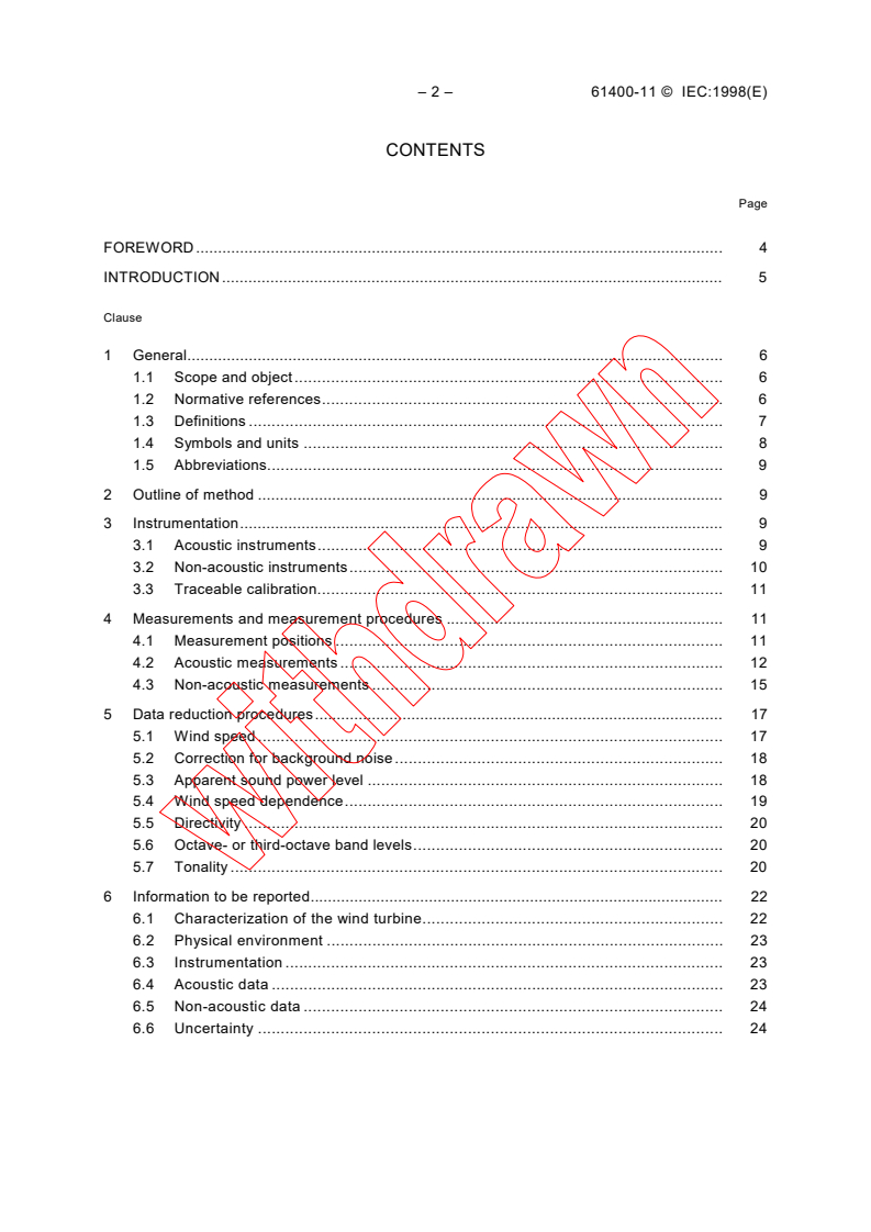 IEC 61400-11:1998 IEC 61400-11:1998 - Wind turbine generator systems - Part 11: Acoustic noise measurement techniques
Released:9/1/1998
Isbn:2831845122 - Page 4 preview