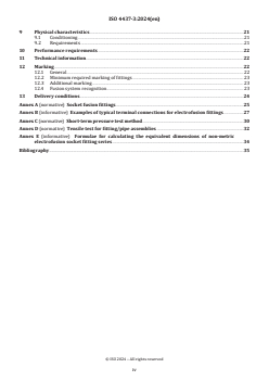 ISO 4437-3:2024 ISO 4437-3:2024 - Plastics piping systems for the supply of gaseous fuels — Polyethylene (PE) — Part 3: Fittings
Released:14. 02. 2024 - Page 4 preview