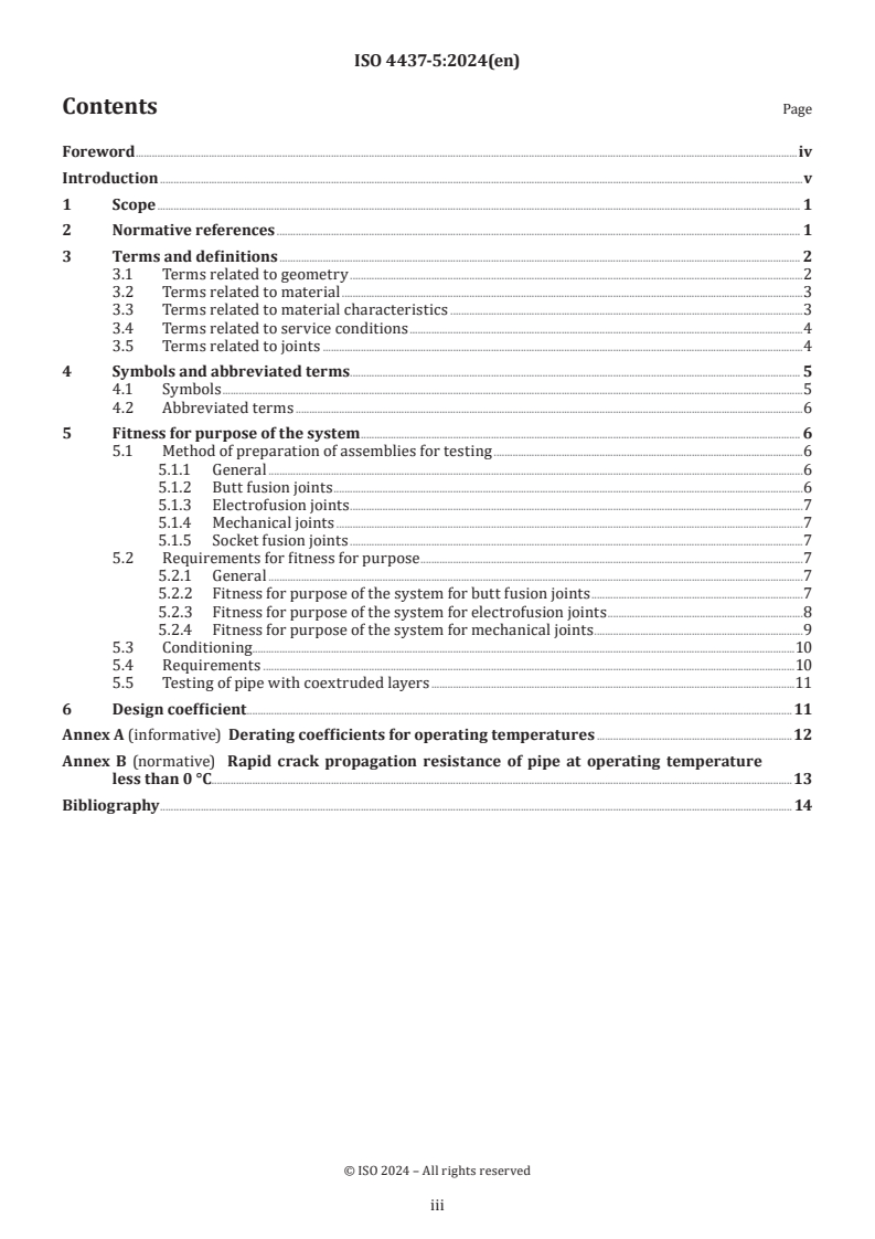 ISO 4437-5:2024 - Plastics piping systems for the supply of gaseous fuels — Polyethylene (PE) — Part 5: Fitness for purpose of the system
Released:14. 02. 2024
