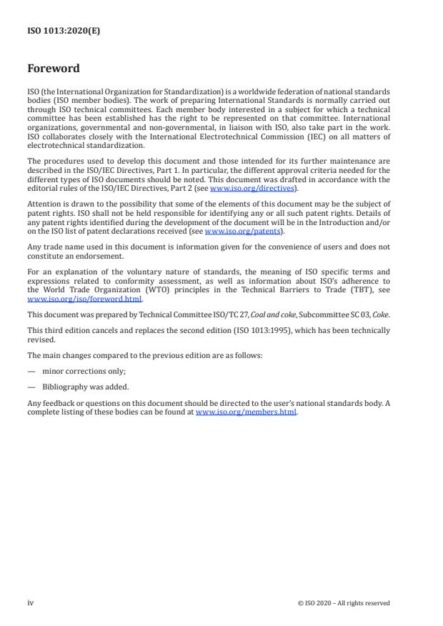 ISO 1013:2020 ISO 1013:2020 - Coke -- Determination of bulk density in a large container - Page 4 preview