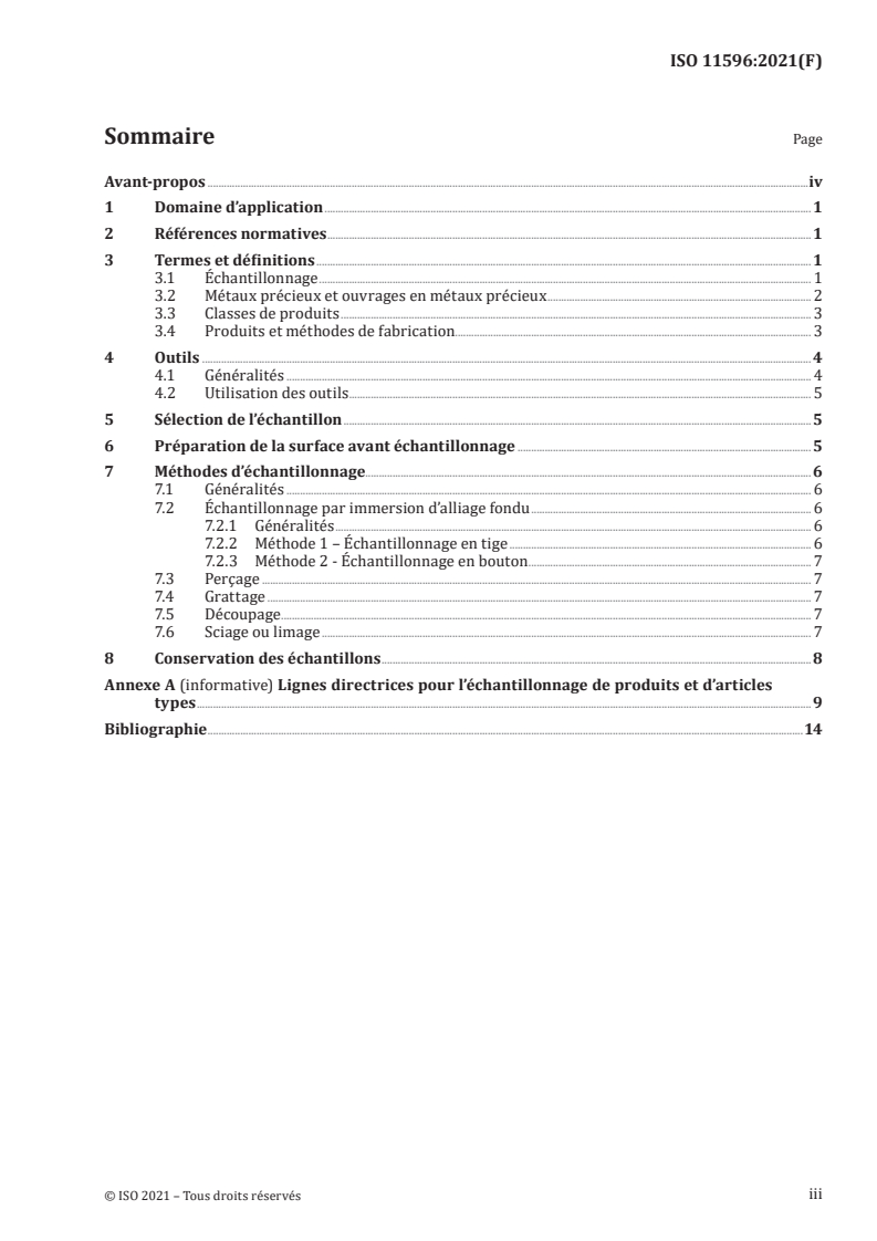 ISO 11596:2021 - Joaillerie, bijouterie et métaux précieux — Échantillonnage des métaux précieux et des alliages de métaux précieux
Released:12/7/2021