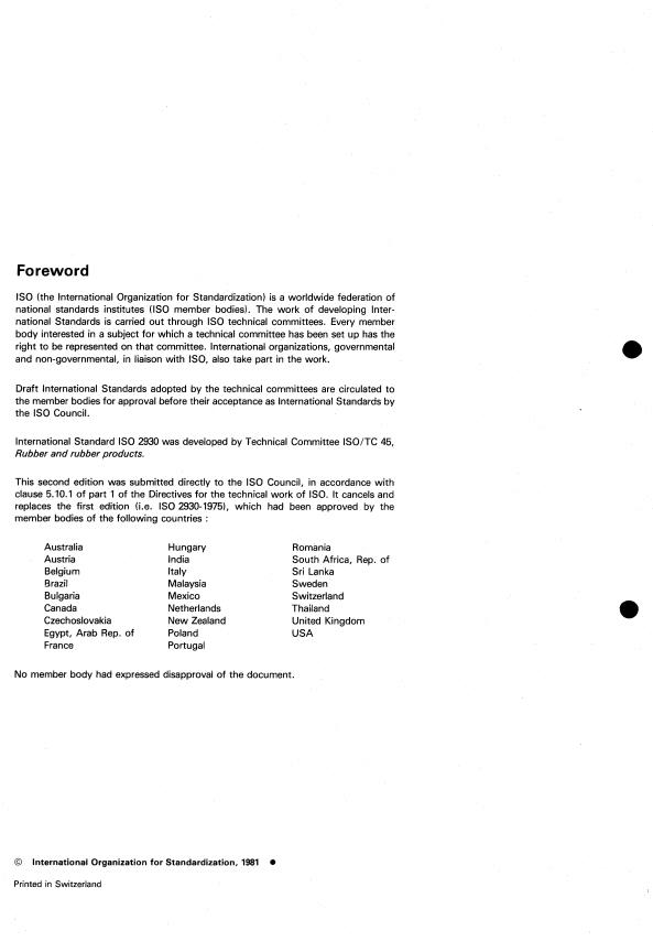 ISO 2930:1981 ISO 2930:1981 - Rubber, raw natural -- Determination of plasticity retention index (PRI) - Page 2 preview
