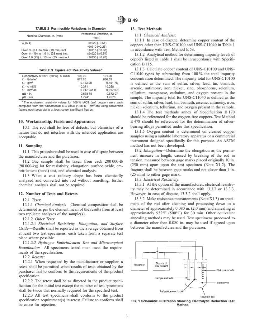 ASTM B49-98e2 - Standard Specification for Copper Rod Drawing Stock for Electrical Purposes