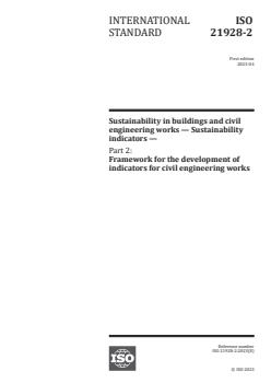 ISO 21928-2:2023 - Sustainability in buildings and civil engineering works — Sustainability indicators — Part 2: Framework for the development of indicators for civil engineering works
Released:12. 04. 2023 - Page 1 preview