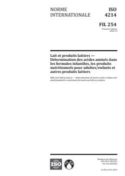 ISO 4214:2022 - Milk and milk products — Determination of amino acids in infant and adult/paediatric nutritional formulas and dairy products
Released:22. 12. 2022 - Page 1 preview