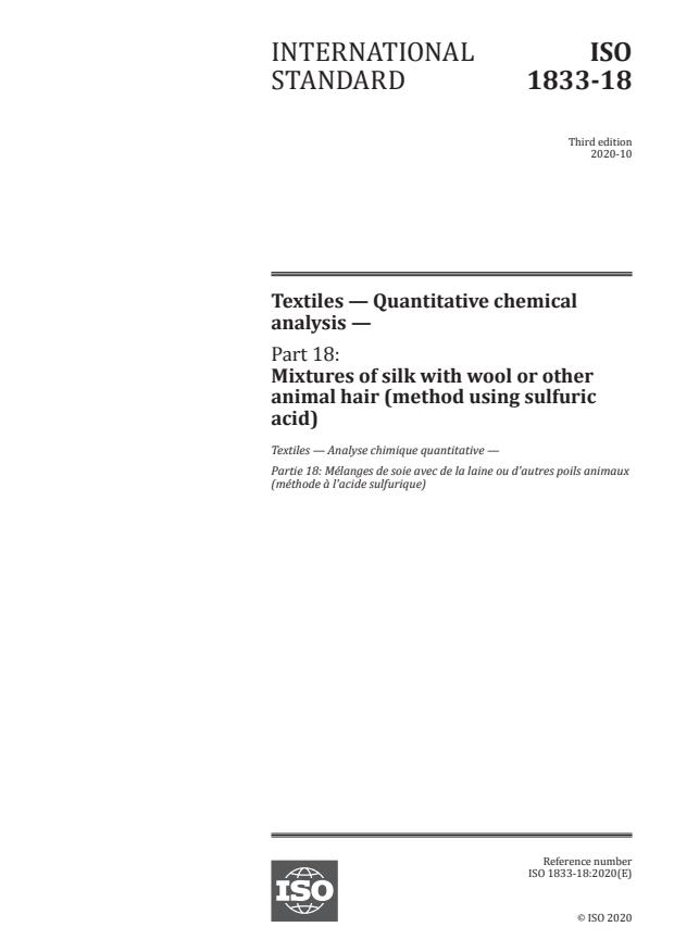 ISO 1833-18:2020 - Textiles -- Quantitative chemical analysis