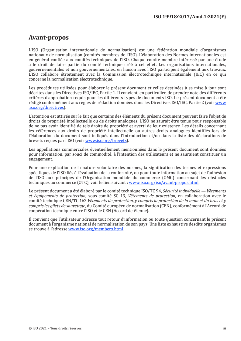 ISO 19918:2017/Amd 1:2021 ISO 19918:2017/Amd 1:2021 - Habillement de protection — Protection contre les produits chimiques — Mesure de la perméation cumulée à travers des matériaux des produits chimiques ayant une faible pression de vapeur — Amendement 1: Extraction et analyse chimique
Released:2/19/2021