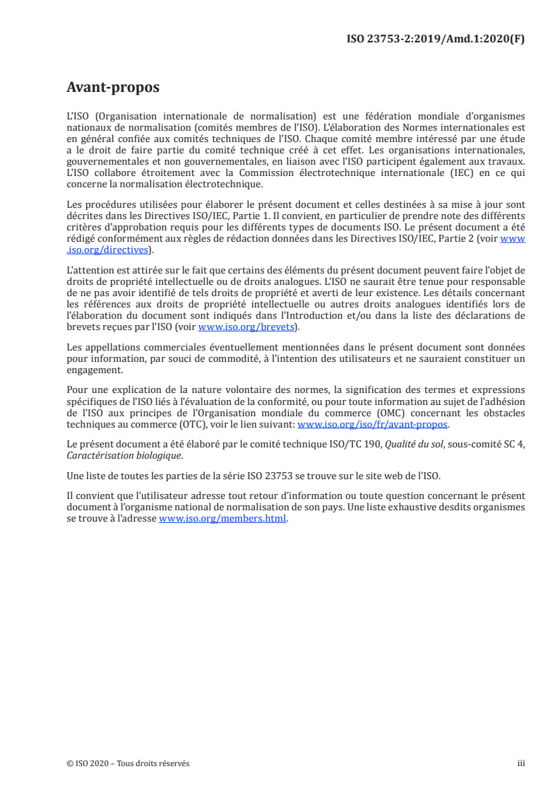 ISO 23753-2:2019/Amd 1:2020 - Qualité du sol — Détermination de l'activité des déshydrogénases dans les sols — Partie 2: Méthode au chlorure de iodotétrazolium (INT) — Amendement 1
Released:9/29/2020
