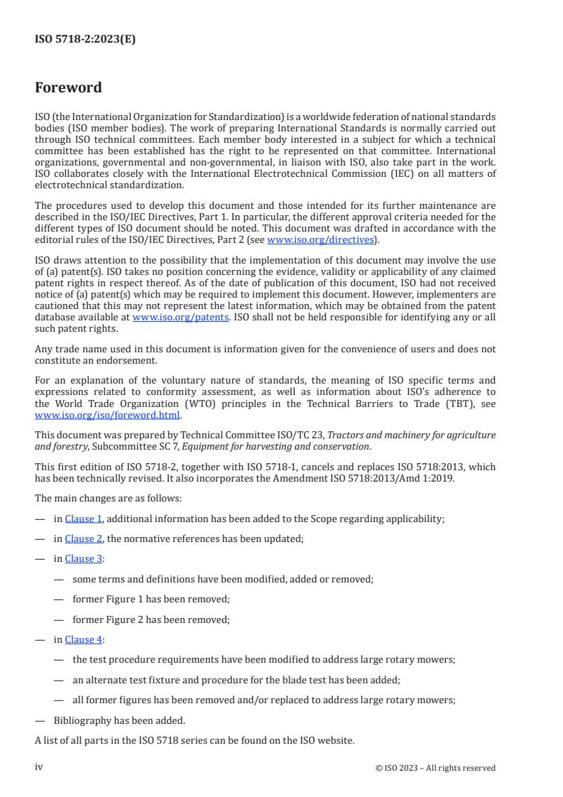 ISO 5718-2:2023 ISO 5718-2:2023 - Harvesting equipment — Requirements for cutting elements — Part 2: Blades used on large rotary mowers
Released:19. 04. 2023 - Page 4 preview