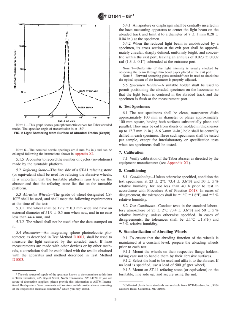 ASTM D1044-08e1 - Standard Test Method for  Resistance of Transparent Plastics to Surface Abrasion