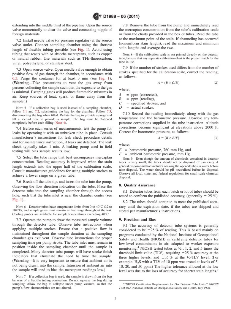 ASTM D1988-06(2011) - Standard Test Method for Mercaptans in Natural Gas Using Length-of-Stain Detector Tubes