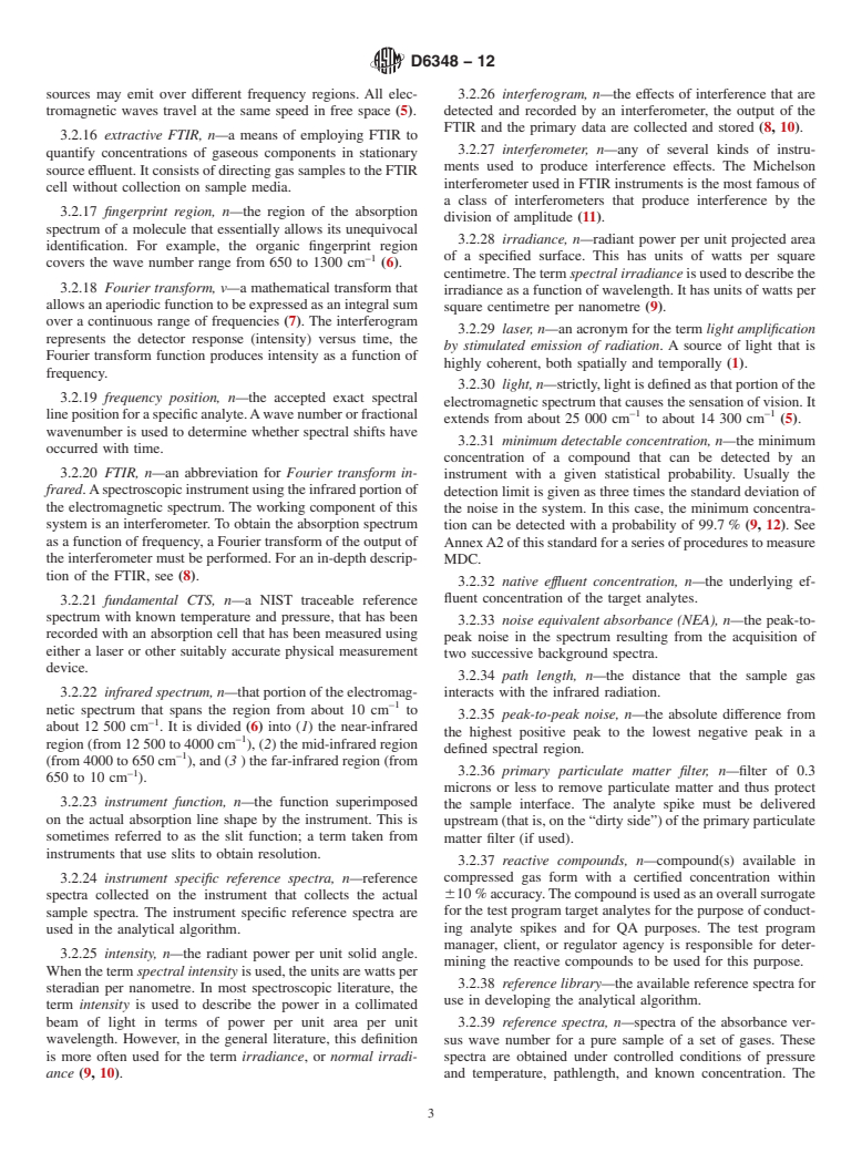 ASTM D6348-12 - Standard Test Method for Determination of Gaseous Compounds by Extractive Direct Interface Fourier Transform Infrared (FTIR) Spectroscopy