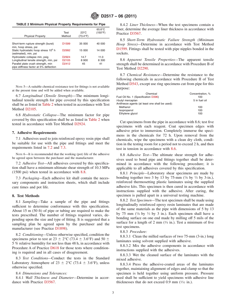 ASTM D2517-06(2011) - Standard Specification for  Reinforced Epoxy Resin Gas Pressure Pipe and Fittings