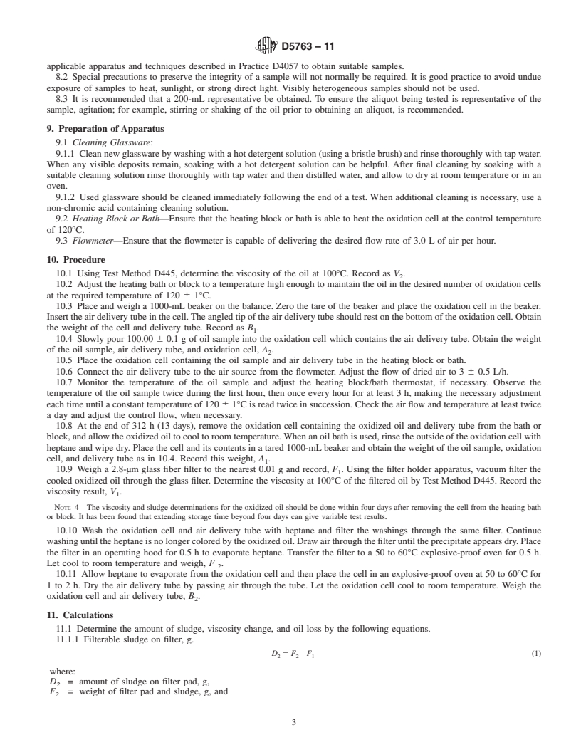 REDLINE ASTM D5763-11 - Standard Test Method for Oxidation and Thermal Stability Characteristics of Gear Oils Using Universal Glassware