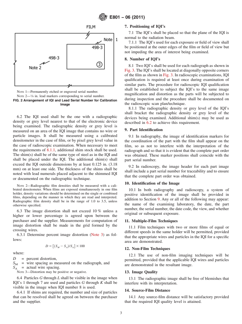 ASTM E801-06(2011) - Standard Practice for  Controlling Quality of Radiological Examination of Electronic Devices