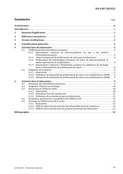 ISO 4307:2021 - Analyse de diagnostic moléculaire in vitro — Spécifications relatives aux processus préanalytiques pour la salive — ADN humain extrait
Released:10/22/2021 - Page 3 preview