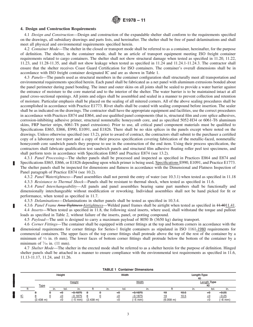 REDLINE ASTM E1978-11 - Standard Specification for Shelter, Tactical, Expandable, Two-Side