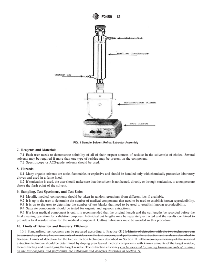 REDLINE ASTM F2459-12 - Standard Test Method for Extracting Residue from Metallic Medical Components and Quantifying via Gravimetric Analysis