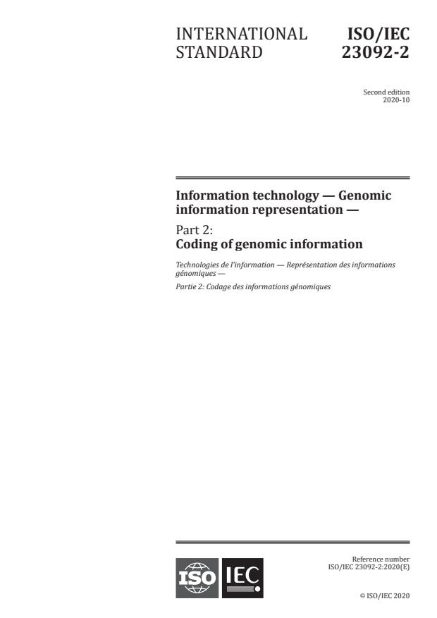 ISO/IEC 23092-2:2020 - Information technology -- Genomic information representation
