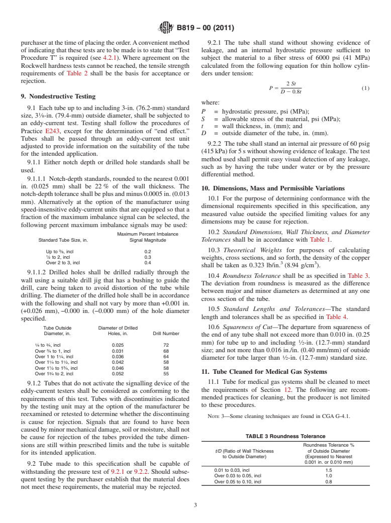 ASTM B819-00(2011) - Standard Specification for Seamless Copper Tube for Medical Gas Systems