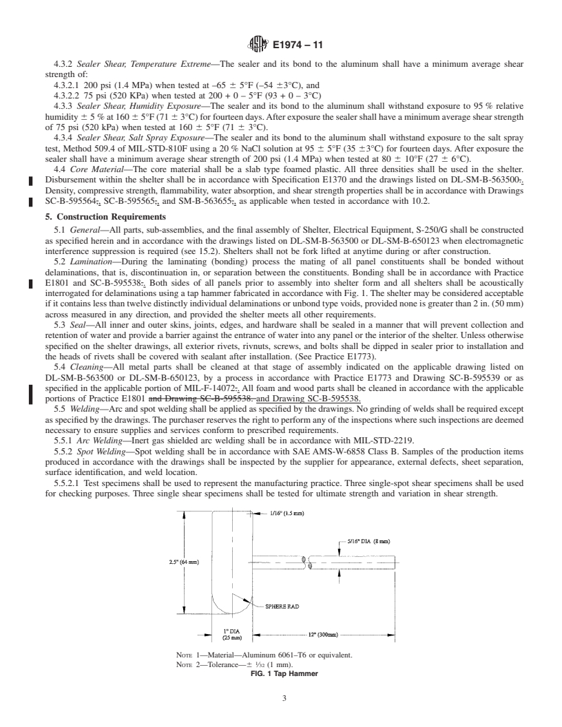 REDLINE ASTM E1974-11 - Standard Specification for Shelter, Electrical Equipment S-250/G