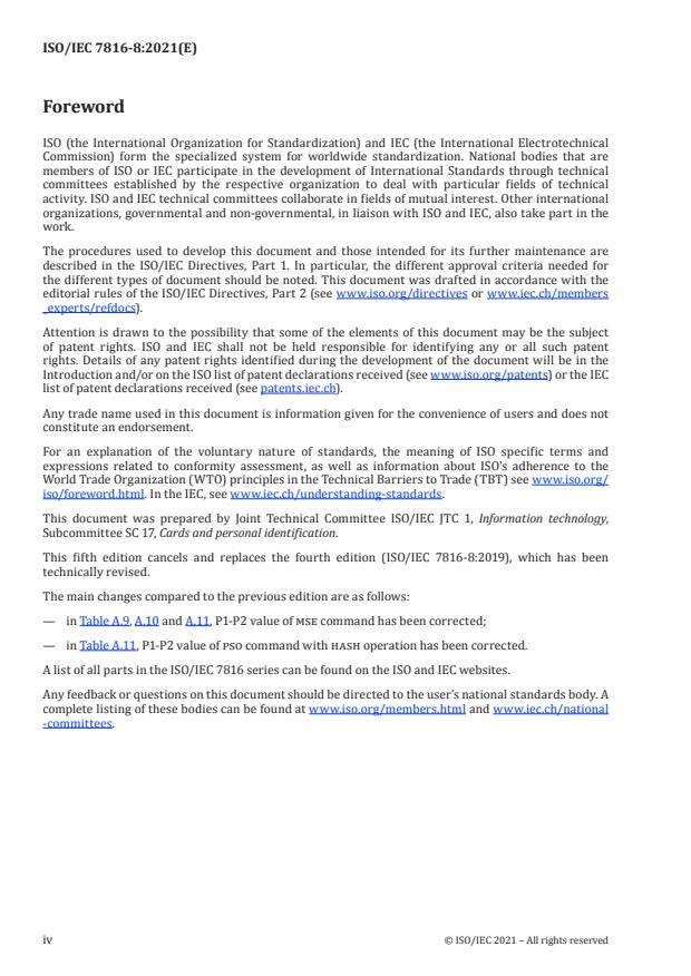 ISO/IEC 7816-8:2021 ISO/IEC 7816-8:2021 - Identification cards -- Integrated circuit cards - Page 4 preview