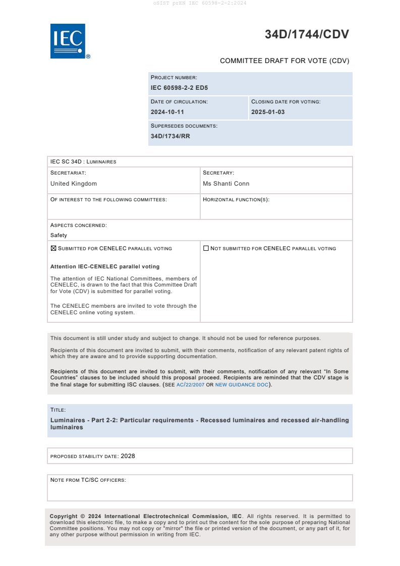 prEN IEC 60598-2-2:2024