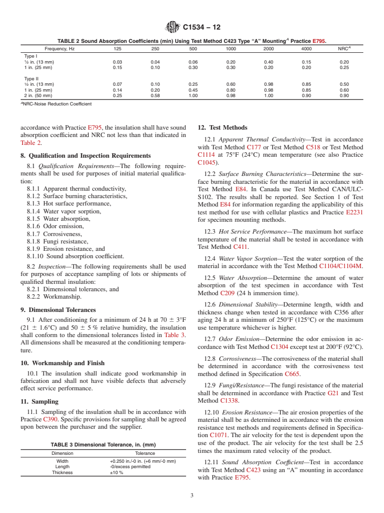 ASTM C1534-12 - Standard Specification for Flexible Polymeric Foam Sheet Insulation Used as a Thermal and Sound Absorbing Liner for Duct Systems