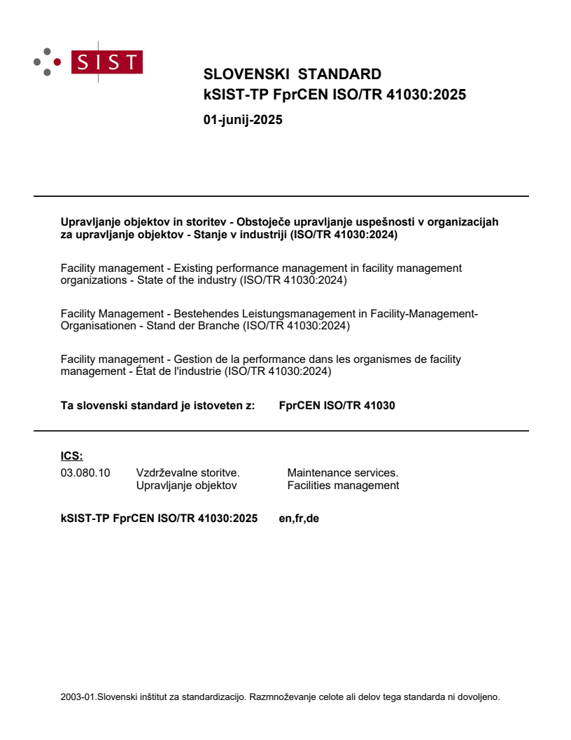 kTP FprCEN ISO/TR 41030:2025