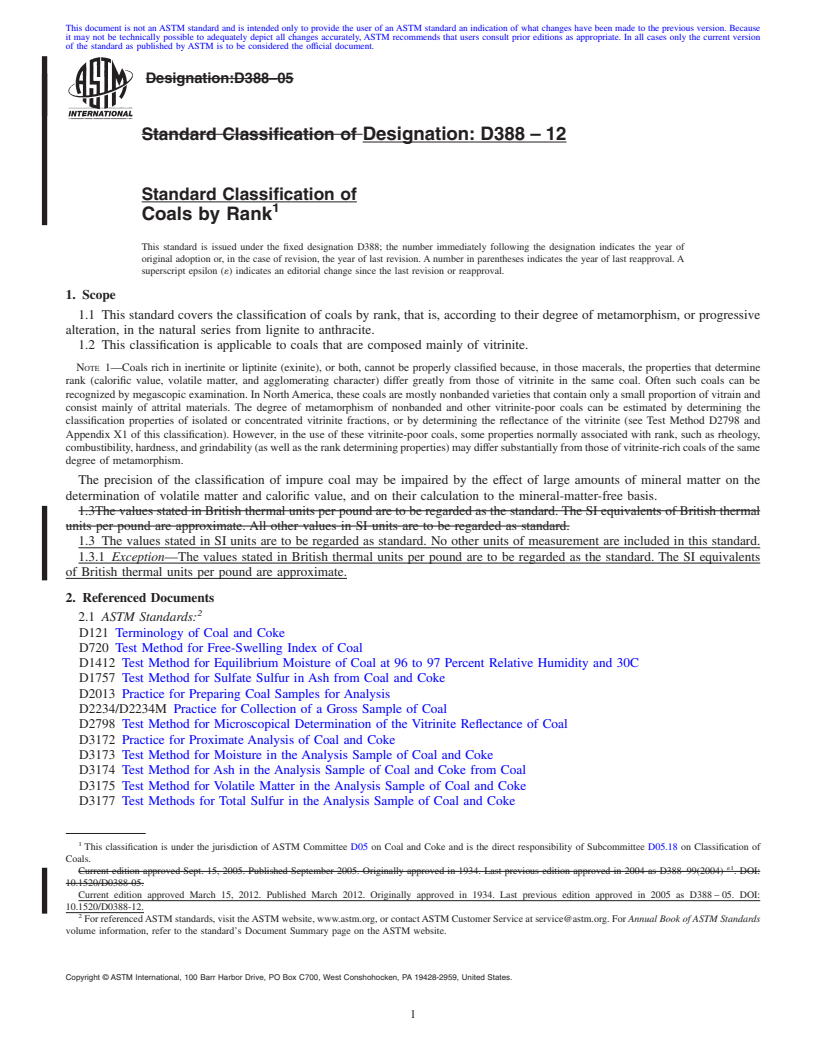 REDLINE ASTM D388-12 - Standard Classification of  Coals by Rank